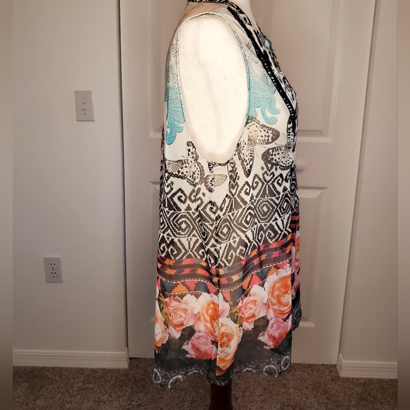 Valerie Steven's Mixed Print Chiffon dressy top - Picture 2 of 6
